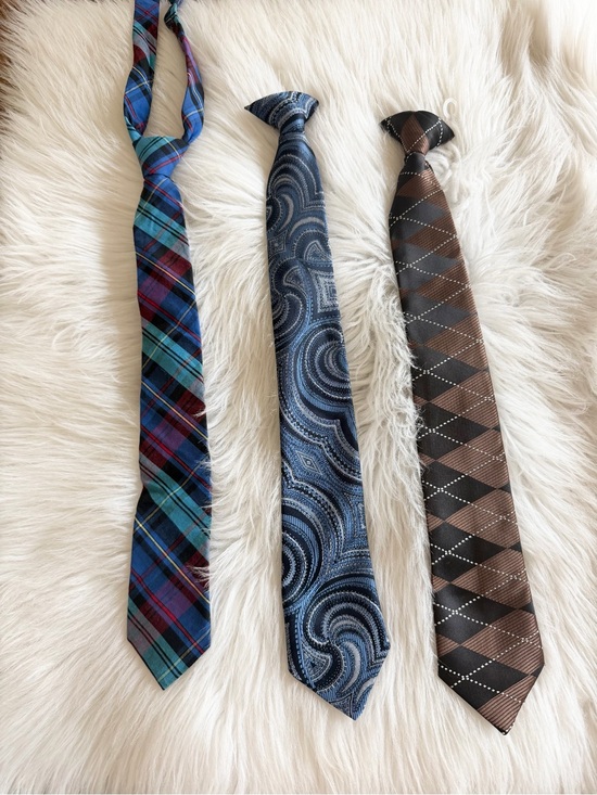 Other - Boys Necktie — Blue, Brown & Teal Patterned Set